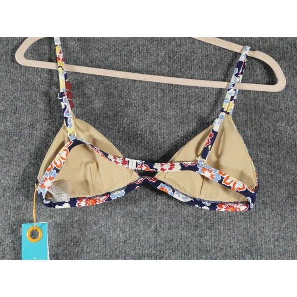 Tanya Taylor Medium Bikini Top Tia Beaded Navy Floral Print NWT $115 - Picture 3 of 5